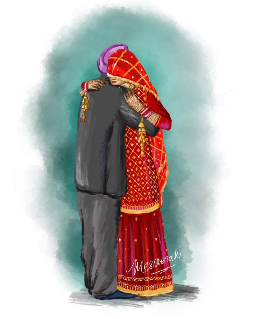 Sikhism or punjabi couple doing bhangra or folk Vector Image