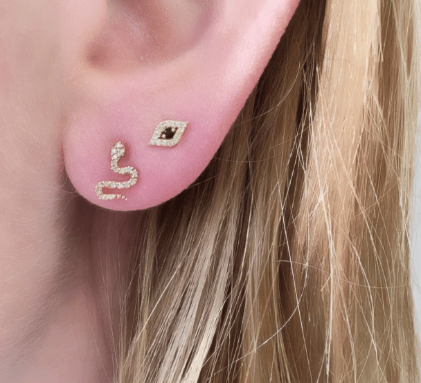 Image of  14 kt and diamond Snake or Cactus Studs (multiple sizes and colors)