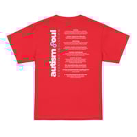 Image 7 of Youth t-shirt Autism Acceptance infinity brain colorful back autism facts for person behind 