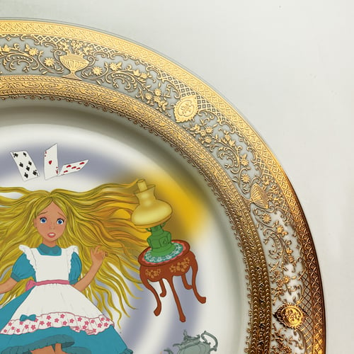Image of Alice falling down - Fine China Plate - #0739