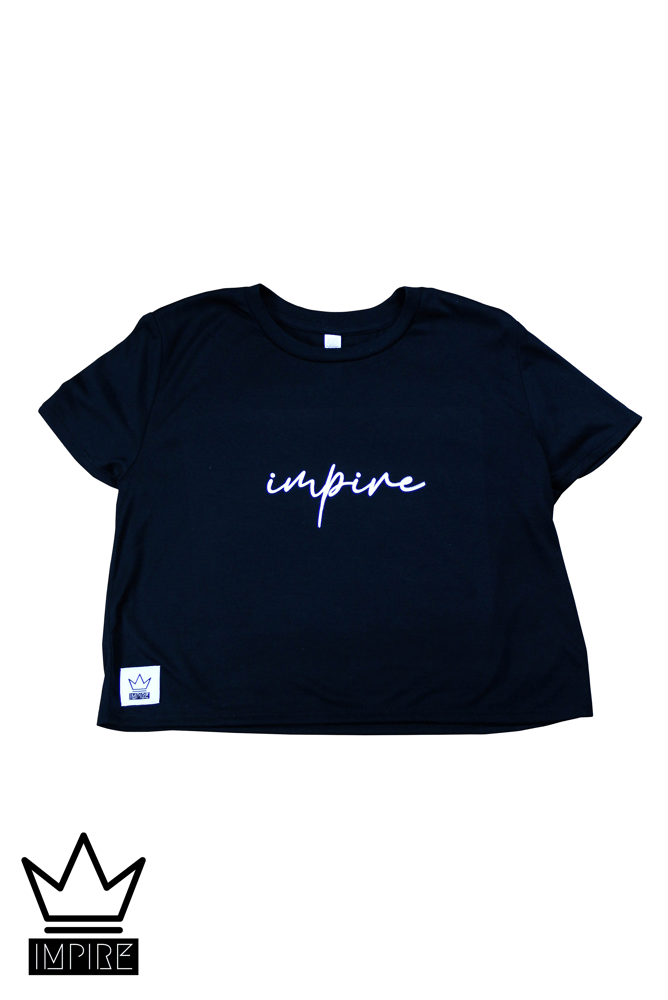 Image of CURSIVE 'IMPIRE' WOMENS CROPPED T-SHIRT (WHITE/BLACK)