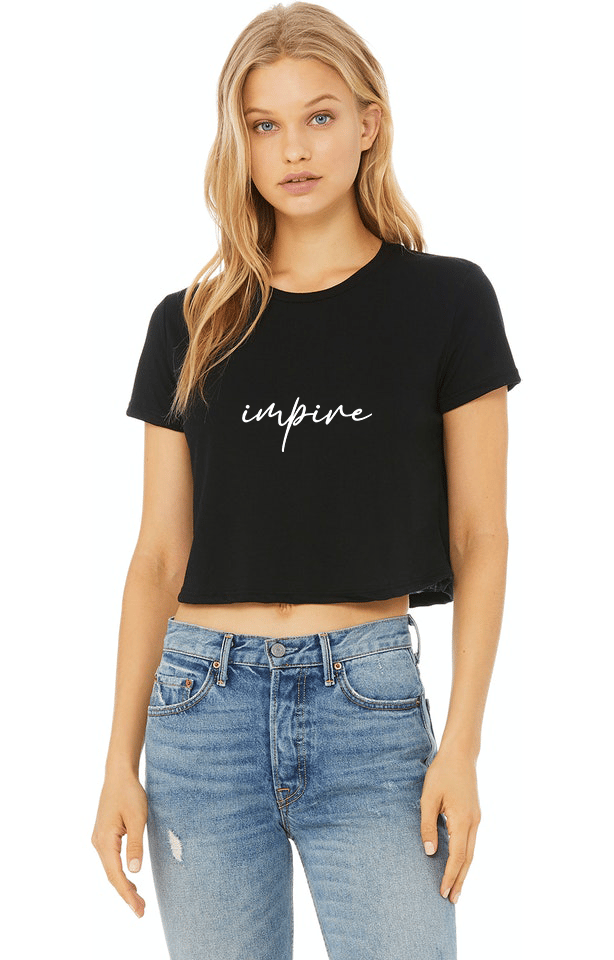 Image of CURSIVE 'IMPIRE' WOMENS CROPPED T-SHIRT (WHITE/BLACK)