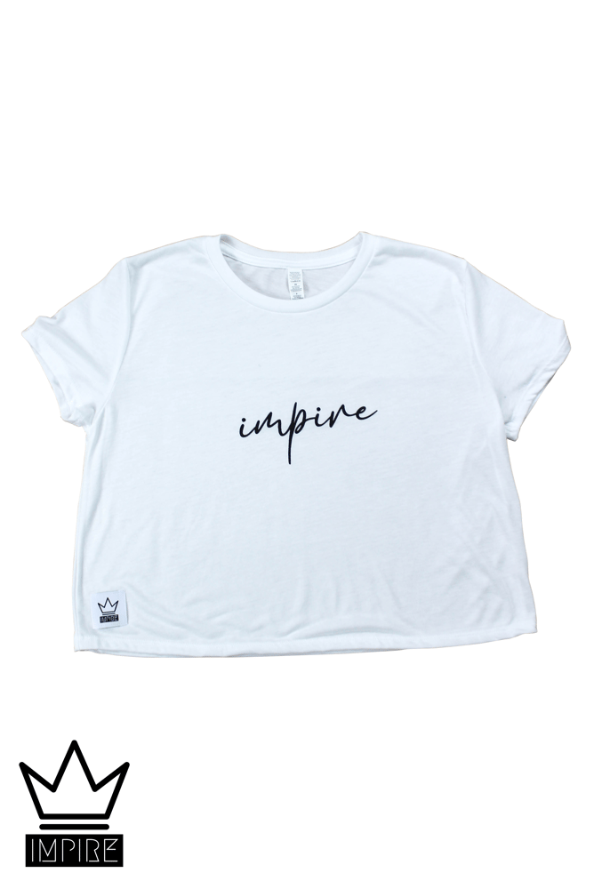 Image of CURSIVE 'IMPIRE' WOMENS CROPPED T-SHIRT (BLACK/WHITE)