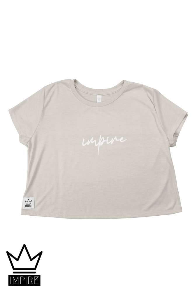 Image of CURSIVE 'IMPIRE' WOMENS CROPPED T-SHIRT (WHITE/HEATHER DUST)