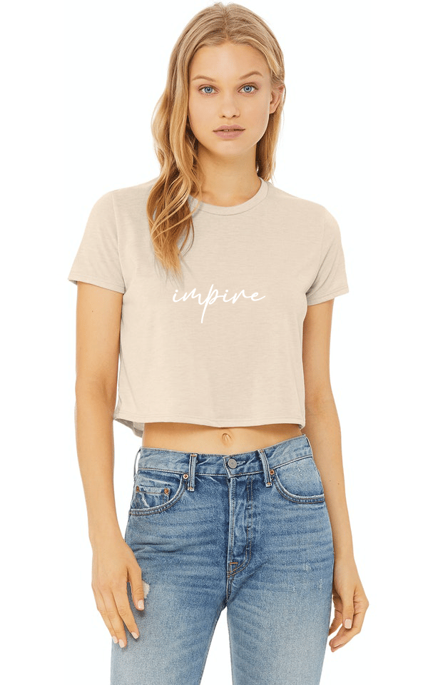 Image of CURSIVE 'IMPIRE' WOMENS CROPPED T-SHIRT (WHITE/HEATHER DUST)