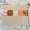 Embroidered Patchwork Pouch - Pink And Brown