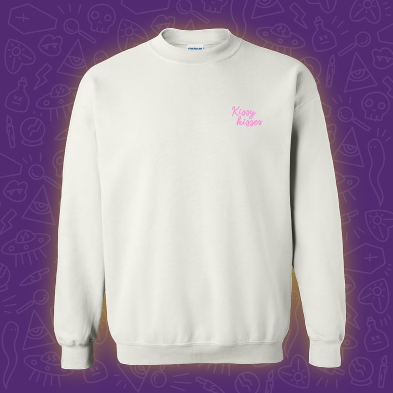 Image of Kissy Kisses Embroidered Crewneck - Pink. Size M. Only one!