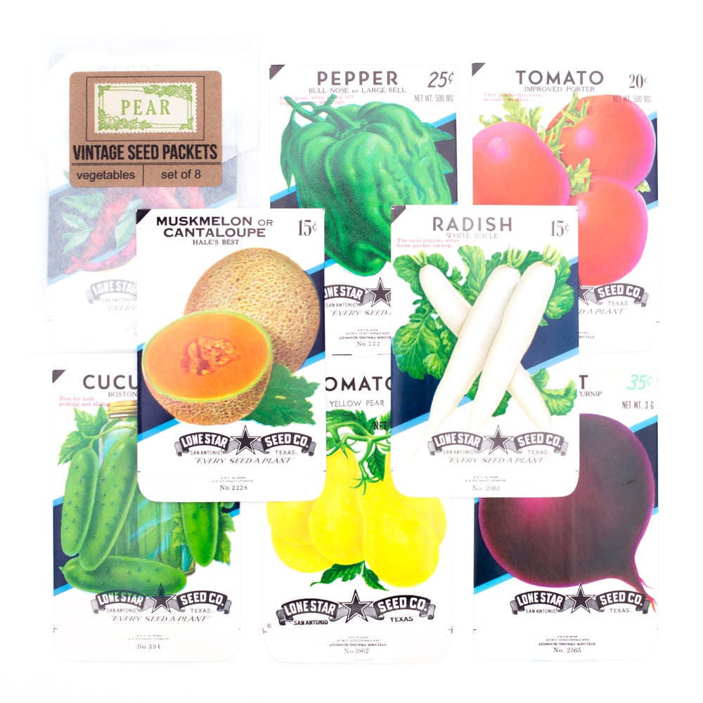 Image of Vintage Vegetable Seed Packets, No. 3 - Set of 8