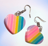 Pastel Rainbow Heart Striped Earrings 