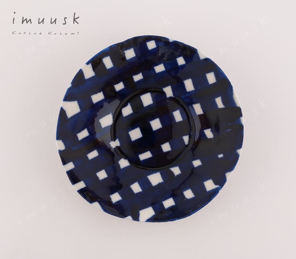 Image of Dark Blue Grid Plate 18 cm
