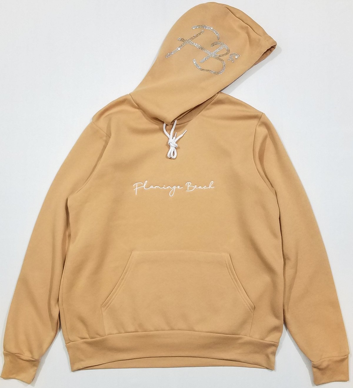 FBC rhinestone fleece hoodie(sand)
