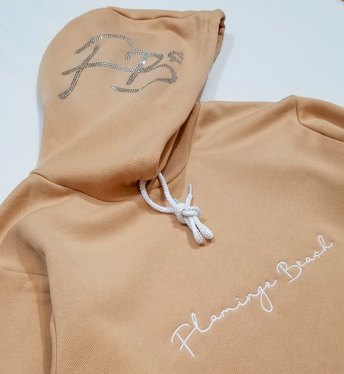 FBC rhinestone fleece hoodie(sand)