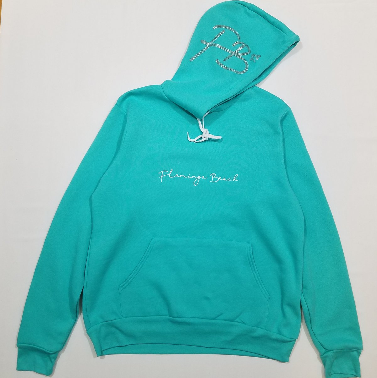 FBC rhinestone fleece hoodie(teal)