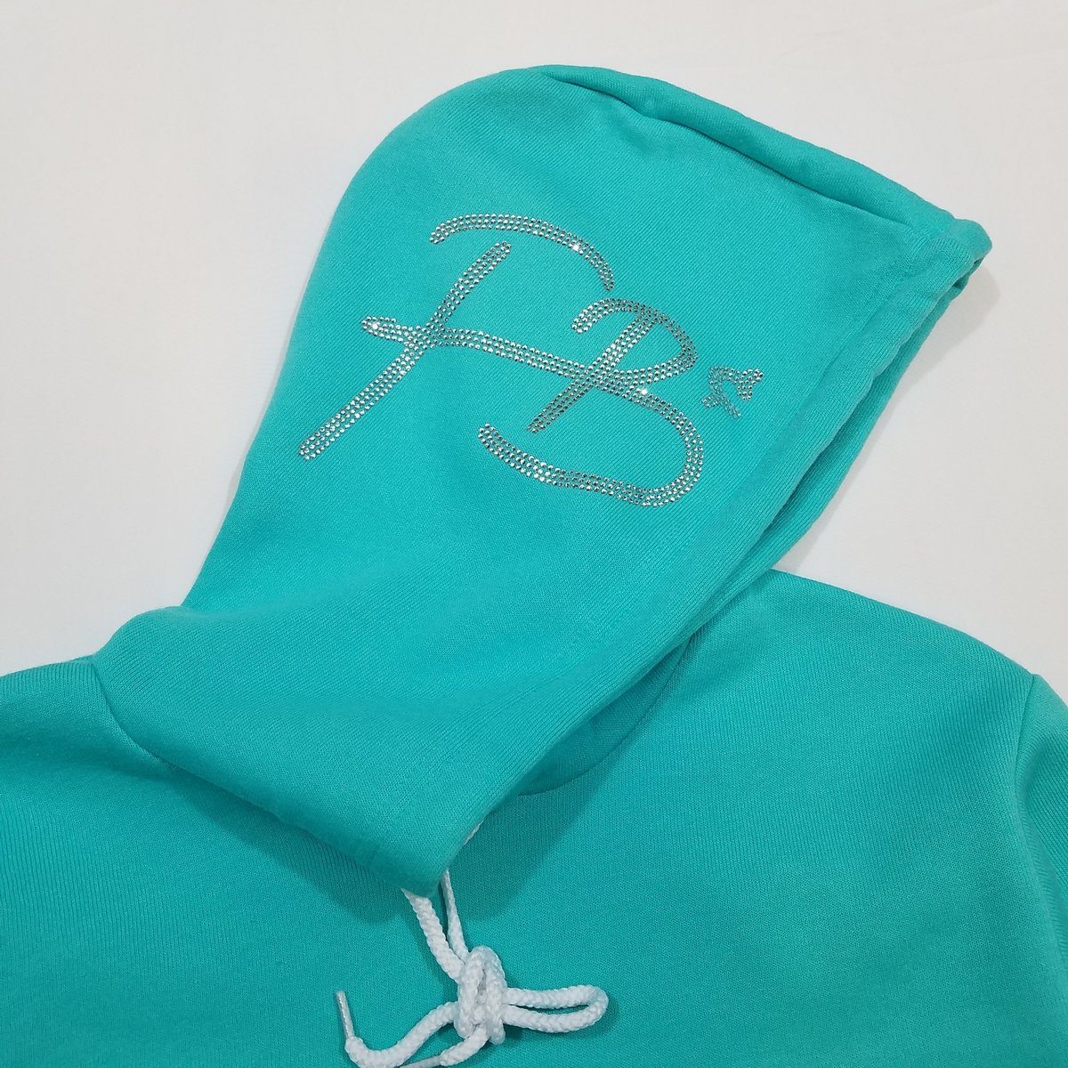 FBC rhinestone fleece hoodie(teal)