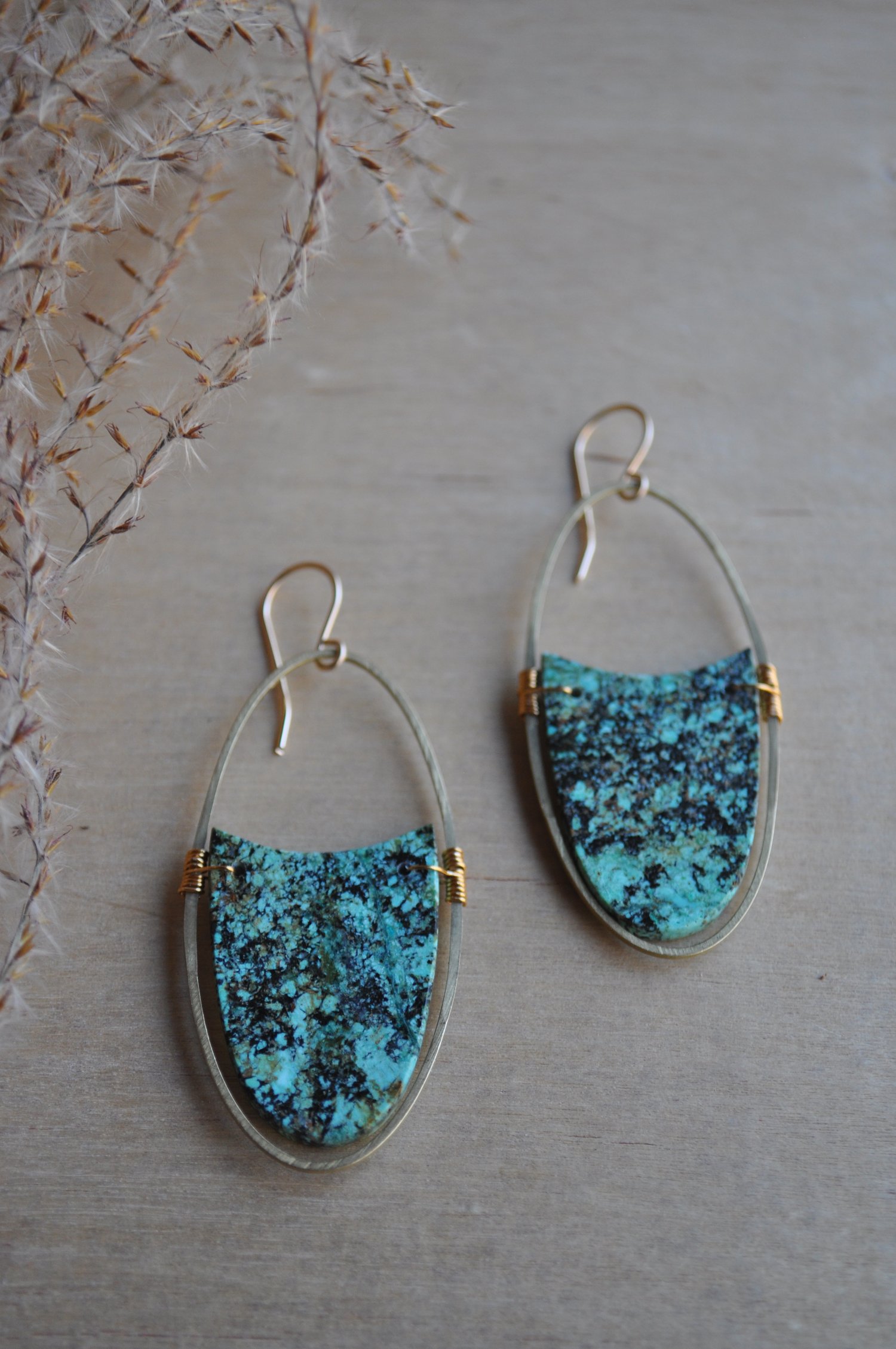 Image of OOAK African Turquoise Oval Dangles