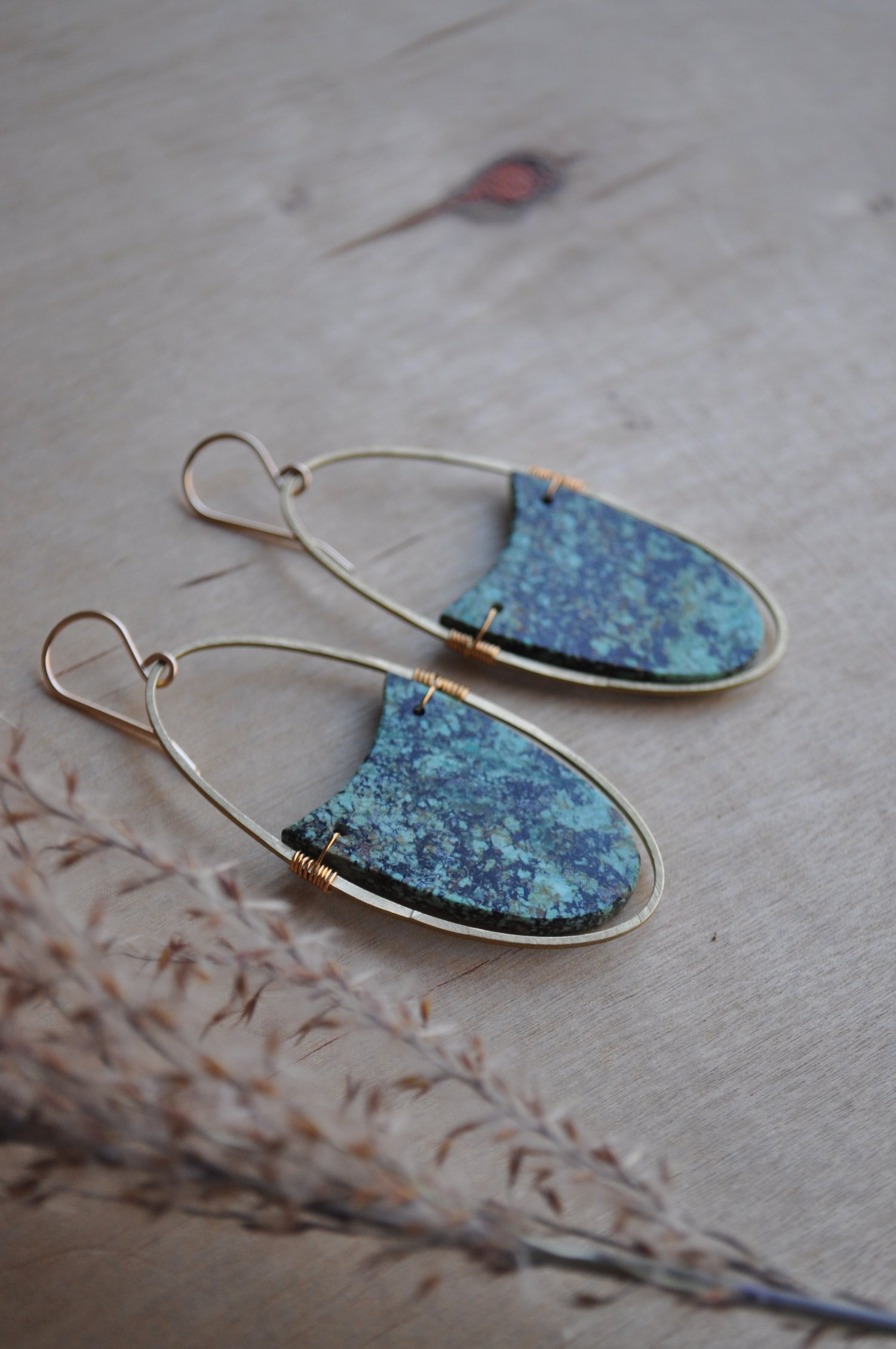 Image of OOAK African Turquoise Oval Dangles