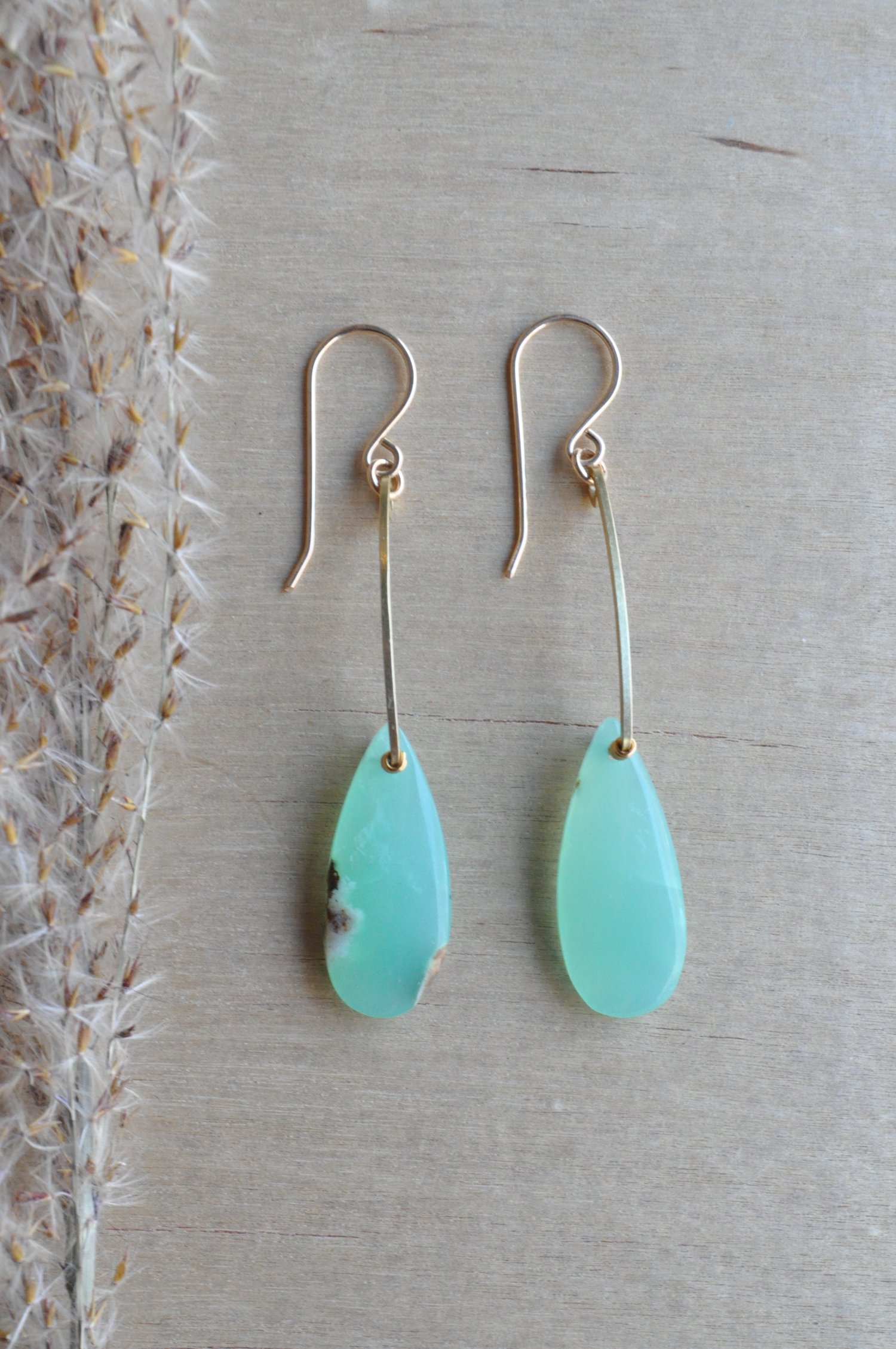 Image of OOAK Chrysoprase Arc Dangles