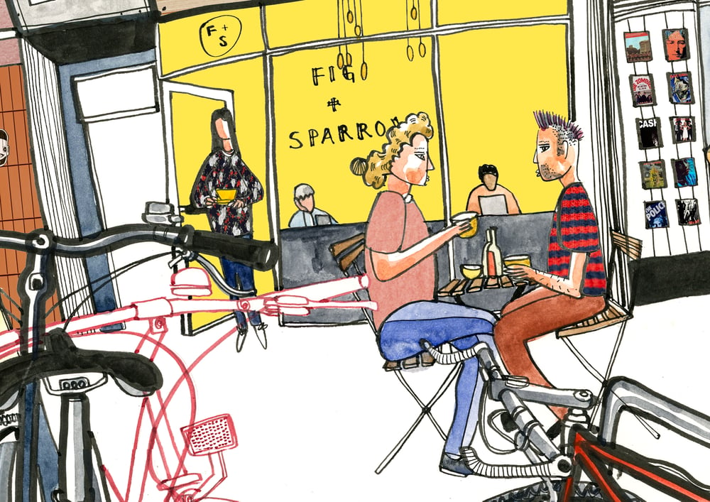 Fig + Sparrow café with red bike