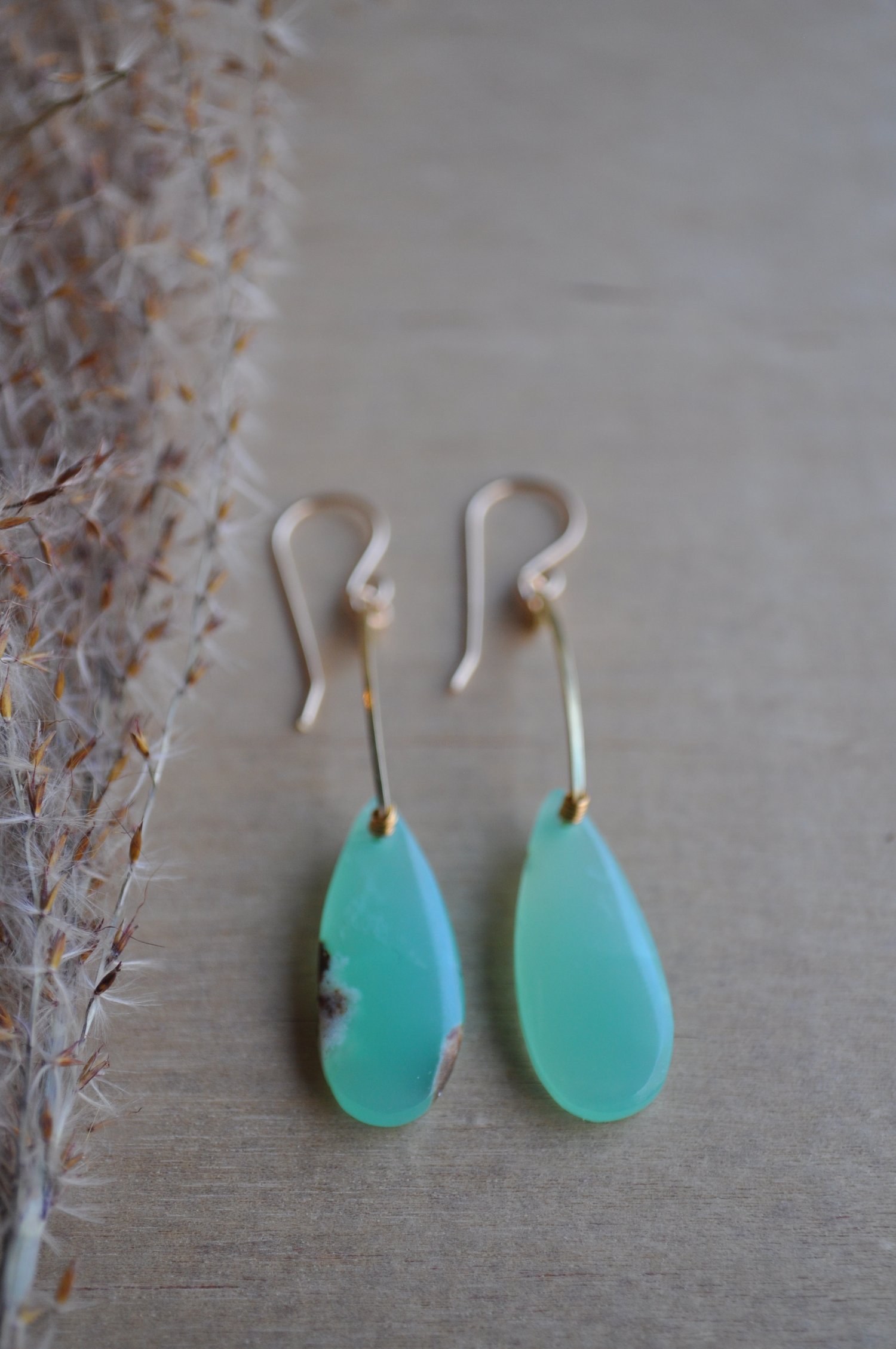 Image of OOAK Chrysoprase Arc Dangles