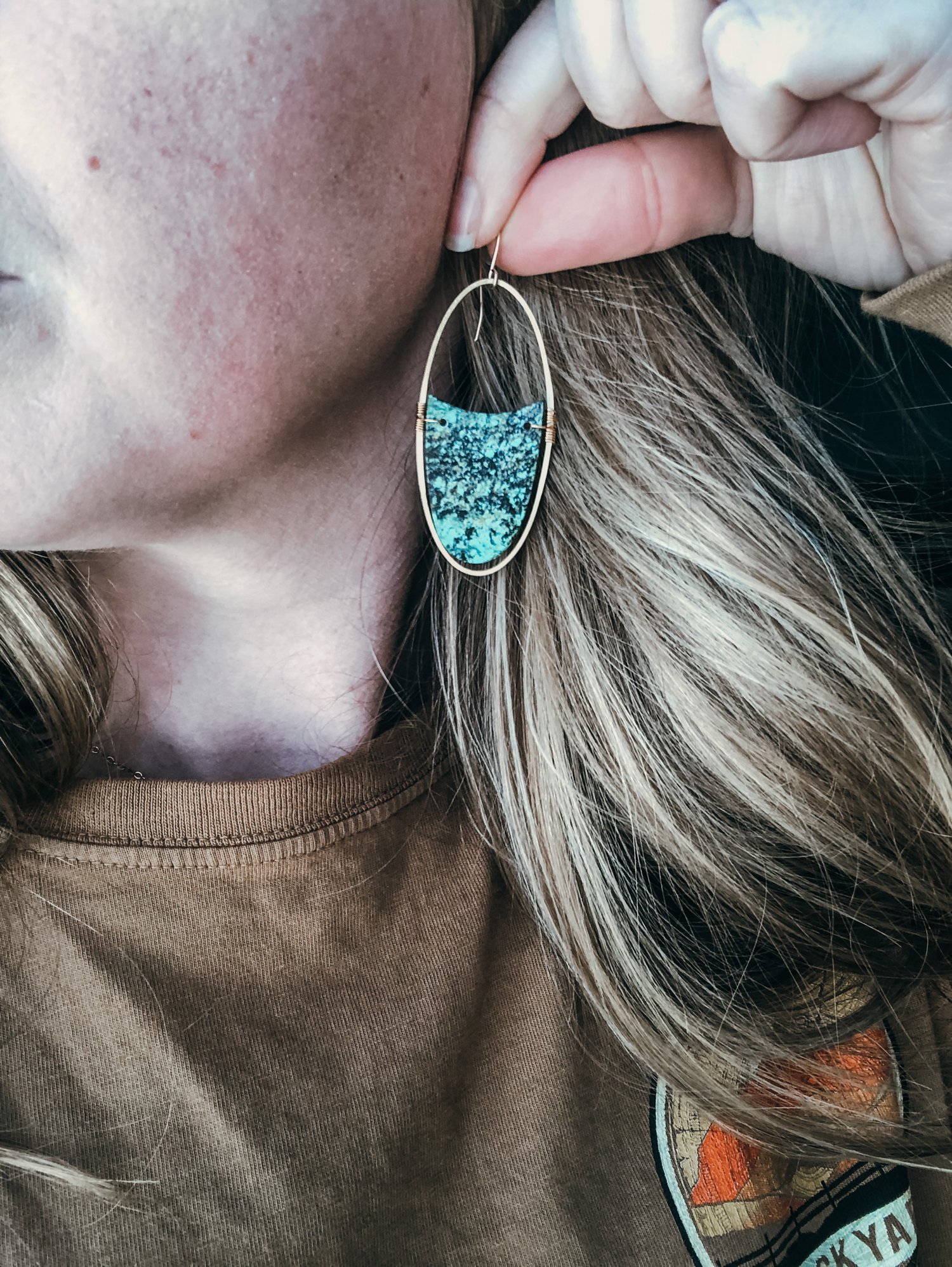 Image of OOAK African Turquoise Oval Dangles