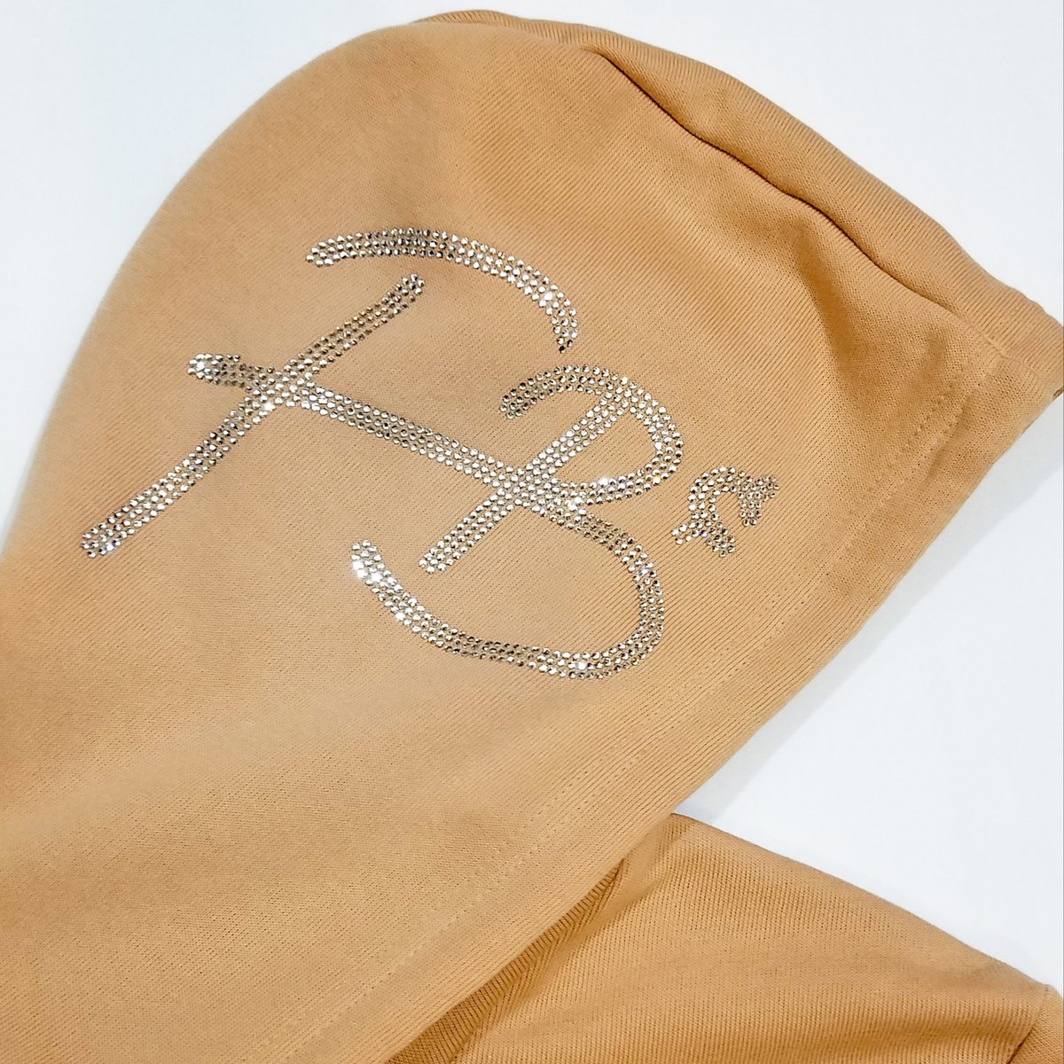 FBC rhinestone fleece hoodie(sand)