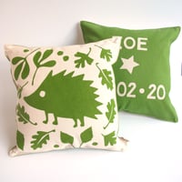 Image 1 of Personalised Woodland Hedgehog Cushion