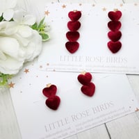 Image 1 of Red Velvet Heart Clips 