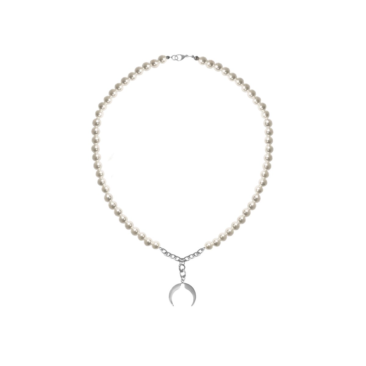 Image of SALES: PEARL MOON LOGO NECKLACE (unisex) 
