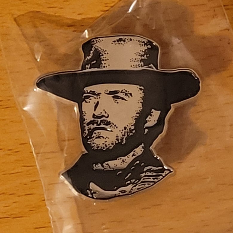 Image of Man from Malpaso. limited edition shaped enamel pin