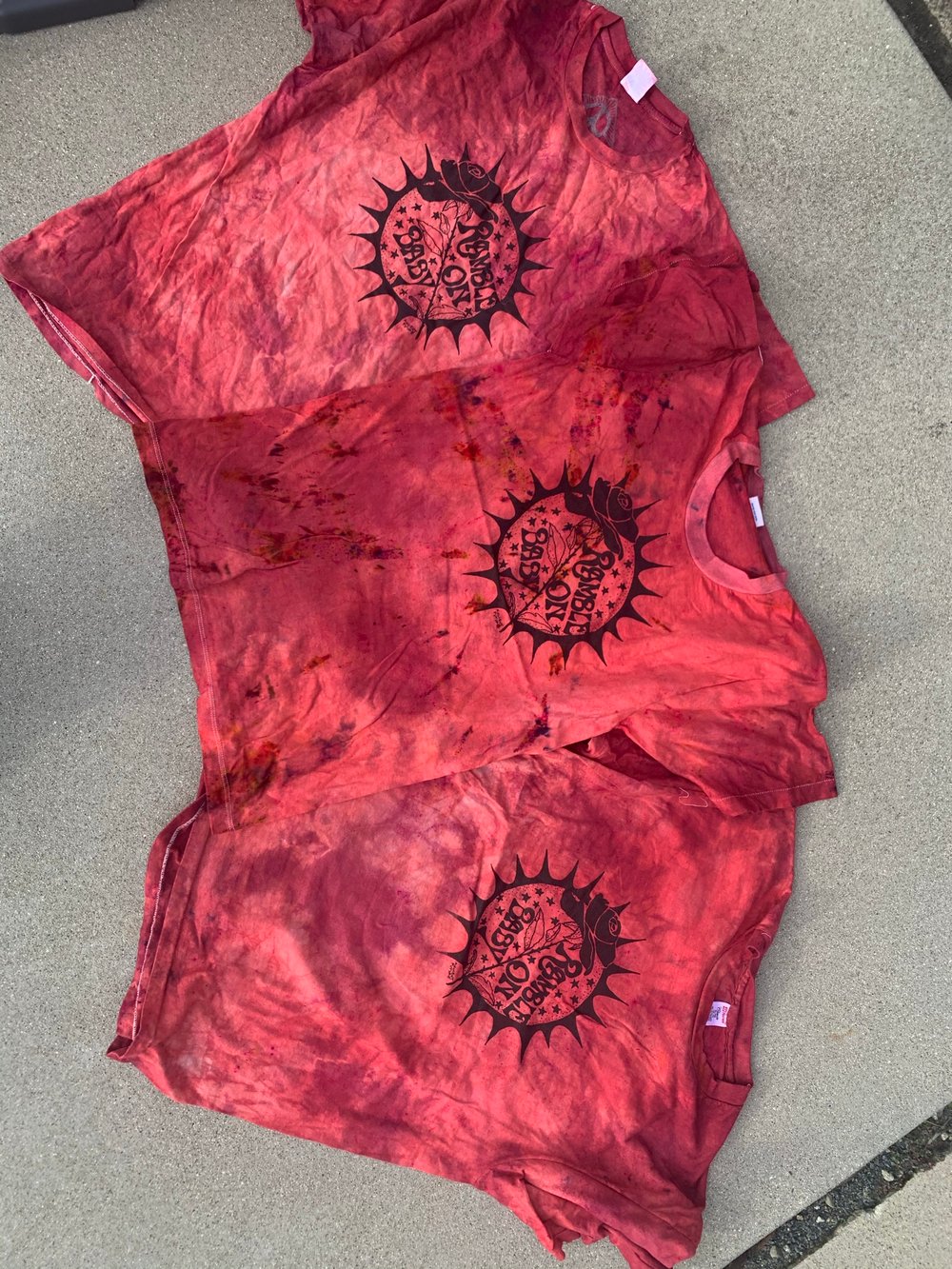 Image of RED dyes-  ramble on rose - tie dye tshirts 