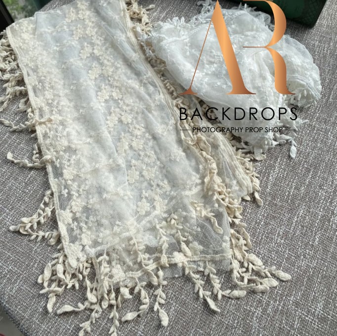 Image of Oksana vintage lace wrap with tassles