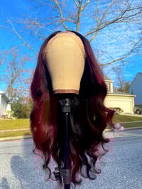 Image 3 of "BROOKLYN" RED BALAYAGE Lace Edge Double U-Part WIG