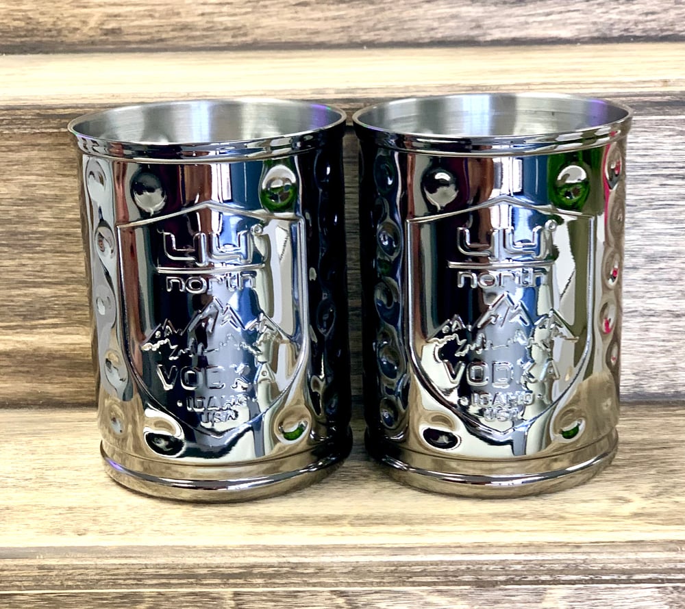 Image of Hammered Chrome Moscow Mule Cups