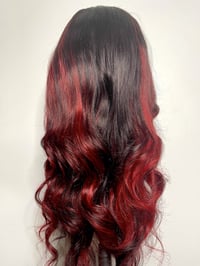 Image 4 of "BROOKLYN" RED BALAYAGE Lace Edge Double U-Part WIG 
