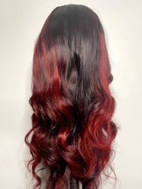 Image 4 of "BROOKLYN" RED BALAYAGE Lace Edge Double U-Part WIG