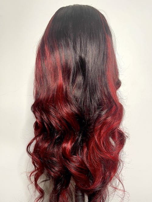 Image of "BROOKLYN" RED BALAYAGE Lace Edge Double U-Part WIG 