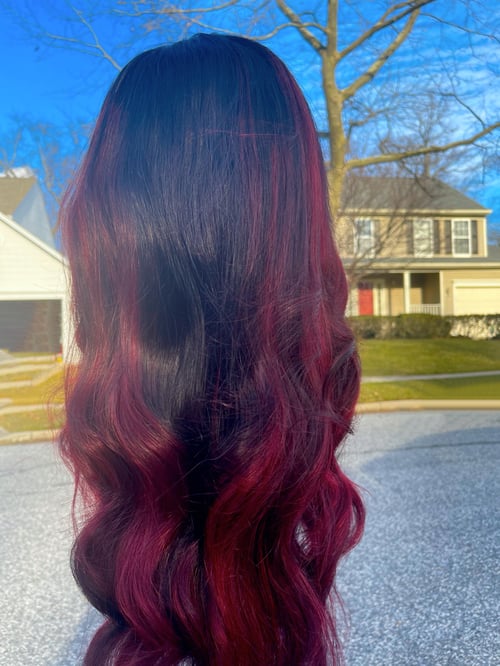 Image of "BROOKLYN" RED BALAYAGE Lace Edge Double U-Part WIG 