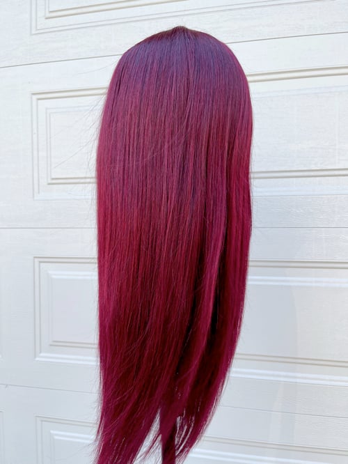Image of "HARLEM" Burgundy 24 inch 4x4 Lace Closure Wig