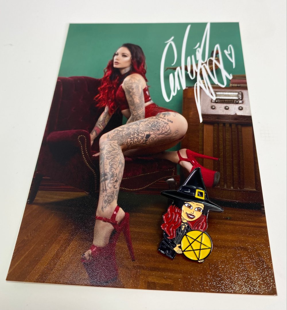 Witchy Pin + 5x7 signed print