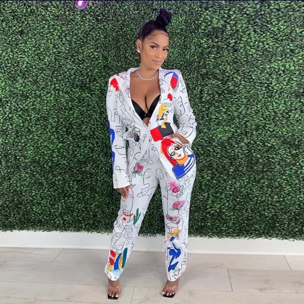 Colored fashion Jacket Suit Set