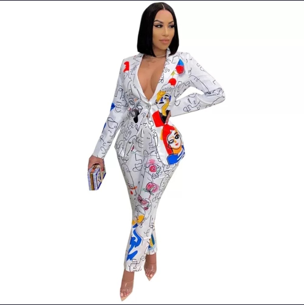 Colored fashion Jacket Suit Set