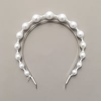 PEARL AND MESH HEADBAND : WHITE