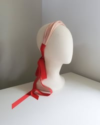 Image 3 of BANDEAU WITH GROSGRAIN TIES : BLUSH / RED