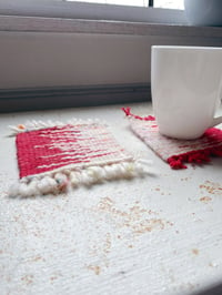 Image 2 of Red and Ivory Speckled Coaster set of 2