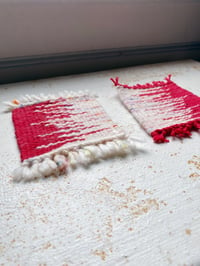 Image 3 of Red and Ivory Speckled Coaster set of 2