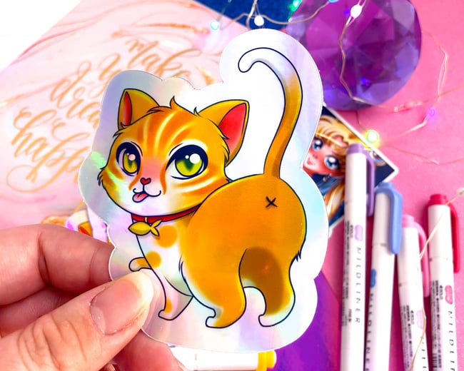 Lunchington Holographic Cat Sticker 3 x 3.5