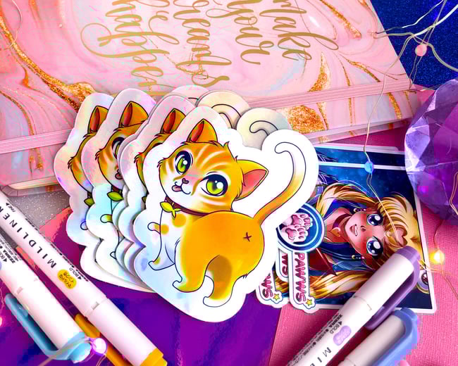 Lunchington Holographic Cat Sticker 3 x 3.5