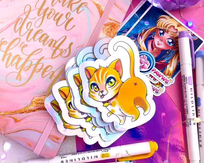 Lunchington Holographic Cat Sticker 3 x 3.5