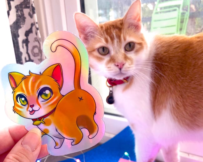 Lunchington Holographic Cat Sticker 3 x 3.5