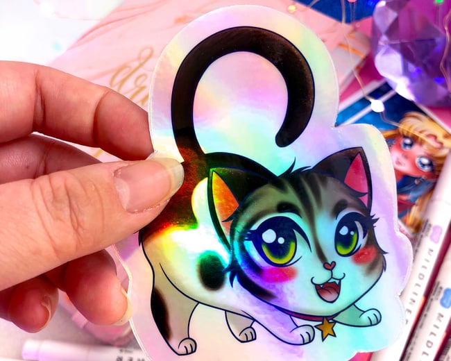 Cowbelle Holographic Cat Sticker 3 x 3.5